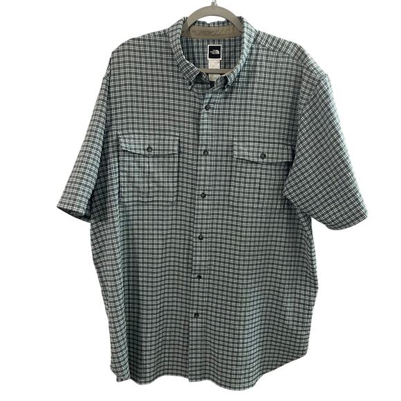 The North Face Button Down Shirt Plaid Seersucker Blue Brown White Men’s XL - Picture 1 of 14
